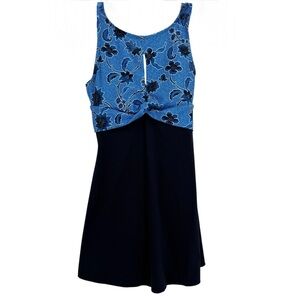 Aquashape Women’s Size 8 Swimsuit Blue Tank Moderate One-Piece swimdress NWT